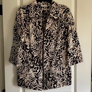 Weekends by Chico's Animal Print Zippered Jacket - 3/4 Length Sleeves - Size 1